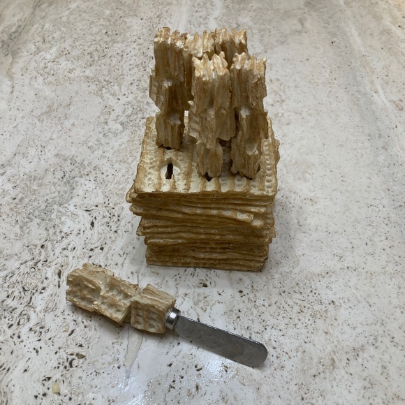 Designer Davida Set 6 Matzah Handle Knife Spreaders with Matzah Holder Stand - Picture 1 of 4